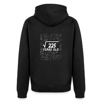 Square Root of 225 15TH Funny Math Birthday - Unisex Premium Bio Zip Hoodie - Schwarz - Hinten - Nico (187cm)
