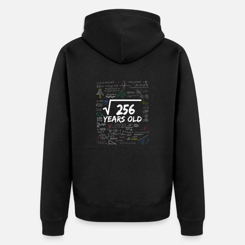 Racine carrée de 256 16TH Funny Math Birthday - Veste à capuche bio Premium Unisexe - noir