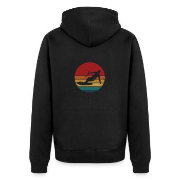 Kiteboard Silhouette Kitesurfing Kiteboarding Kite - Unisex Premium Organic Zip Hoodie - black - Back - Nico (187cm)