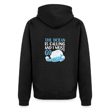 Der Ozean ruft und ich muss gehen Kite Board Surf - Unisex Premium Bio Zip Hoodie - Schwarz - Hinten - Nico (187cm)