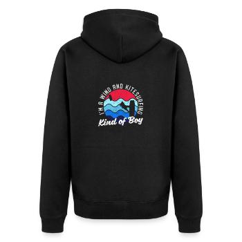 I am a windsurfing and kitesurfing boy kitesurfer - Unisex Premium Organic Zip Hoodie - black - Back - Nico (187cm)