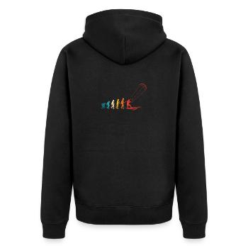 Lustiges Kitesurfen Kite Surfing Evolution - Unisex Premium Bio Zip Hoodie - Schwarz - Hinten - Nico (187cm)