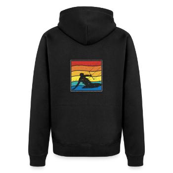 Flügel Foiling Kitesurfen Kiteboarding Retro - Unisex Premium Bio Zip Hoodie - Schwarz - Hinten - Nico (187cm)