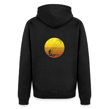 Kitesurfing Retro Vintage Surfboard Kiteboard Kite - Unisex Premium Organic Zip Hoodie - black - Back - Nico (187cm)