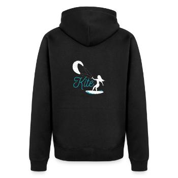 Kite Funny Kitesurfen Kiteboarding Windsurfen Kite - Unisex Premium Bio Zip Hoodie - Schwarz - Hinten - Nico (187cm)