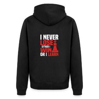 I Never Lose Either I Win Or I Learn Chess Player - Unisex Premium Bio Zip Hoodie - Schwarz - Hinten - Nico (187cm)