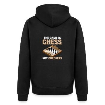 The Game Is Chess Not Checkers Board - Unisex Premium Bio Zip Hoodie - Schwarz - Hinten - Nico (187cm)