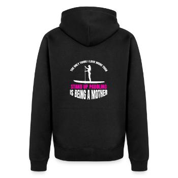 Stand Up Paddling lustiger Mutter Spruch Surfen - Unisex Premium Bio Zip Hoodie - Schwarz - Hinten - Nico (187cm)