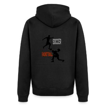 Soccer, Basketball, - Unisex Premium Bio Zip Hoodie - Schwarz - Hinten - Nico (187cm)