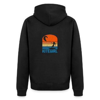 Vintage Kite Surfing Kiting Kiteboarding Kitesurf - Unisex Premium Bio Zip Hoodie - Schwarz - Hinten - Nico (187cm)