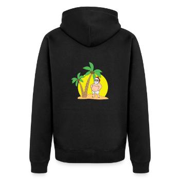 Lustiger Sommer Strandurlaub Weihnachten im Juli - Unisex Premium Bio Zip Hoodie - Schwarz - Hinten - Nico (187cm)