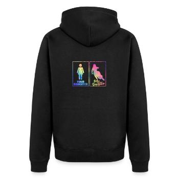 Lustiges Motocross Mama Papa Eltern Deine Tochter - Unisex Premium Bio Zip Hoodie - Schwarz - Hinten - Nico (187cm)