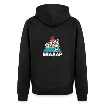 Vintage Dirt Bike Retro Sonnenuntergang Dirtbike - Unisex Premium Bio Zip Hoodie - Schwarz - Hinten - Nico (187cm)