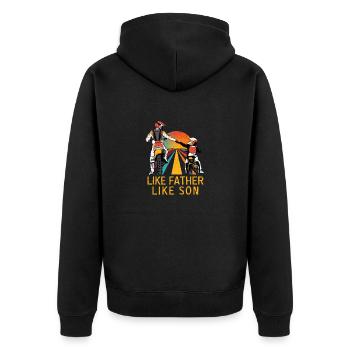 Moto Cross Braaap Dirt Bike Motocross Wie der Papa - Unisex Premium Bio Zip Hoodie - Schwarz - Hinten - Nico (187cm)