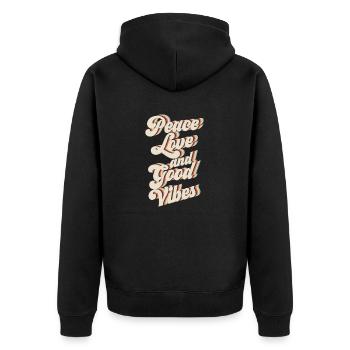 Paix Amour Et Bonnes Vibrations - Veste à capuche bio Premium Unisexe - noir - Dos - Nico (187cm)