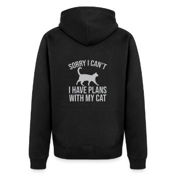 Sorry I Cant I Have Plans With My Cat - Unisex Premium Bio Zip Hoodie - Schwarz - Hinten - Nico (187cm)