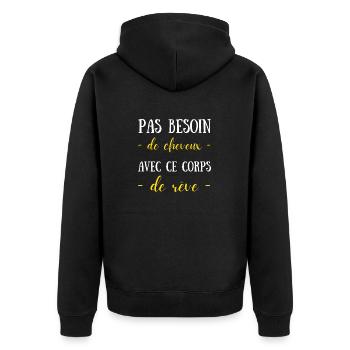 Homme pas besoin de cheveux avec ce corps de rêve - Veste à capuche bio Premium Unisexe - noir - Dos - Nico (187cm)