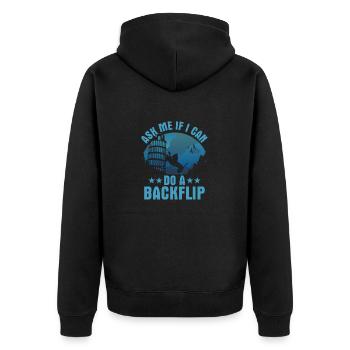 Ask Me If I Can Do A Backflip Traceur Free Runnin - Unisex Premium Bio Zip Hoodie - Schwarz - Hinten - Nico (187cm)