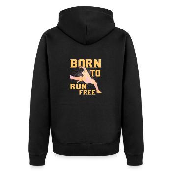 Born To Run Free Traceur Parkour Free Running - Unisex Premium Bio Zip Hoodie - Schwarz - Hinten - Nico (187cm)
