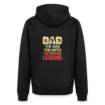 Dad The Man The Myth The Parkour Legend Wall Trac - Unisex Premium Bio Zip Hoodie - Schwarz - Hinten - Nico (187cm)