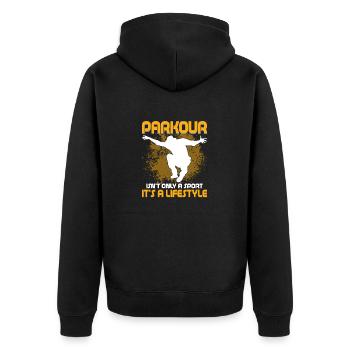 Le parkour n’est pas seulement un sport, c’est un style de vie Traceu - Veste à capuche bio Premium Unisexe - noir - Dos - Nico (187cm)