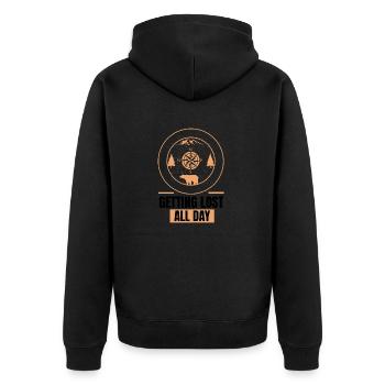 Hiker - Unisex Premium Organic Zip Hoodie - black - Back - Nico (187cm)