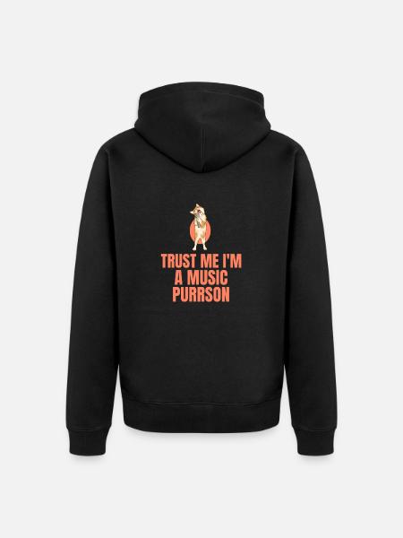 Funny animal music cat - Unisex Premium Organic Zip Hoodie - black