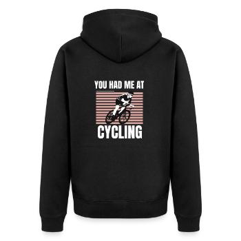 You had me at cycling - Unisex Premium Organic Zip Hoodie - black - Back - Nico (187cm)