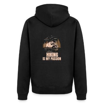 Wandern ist meine Leidenschaft - Unisex Premium Bio Zip Hoodie - Schwarz - Hinten - Nico (187cm)