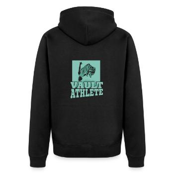 Vault Athlete Parkour Traceur - Unisex Premium Bio Zip Hoodie - Schwarz - Hinten - Nico (187cm)