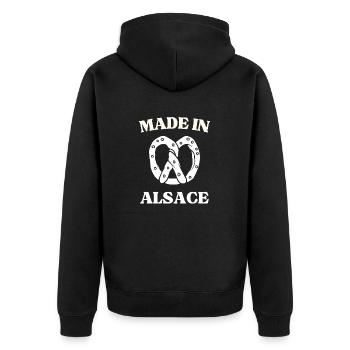 MADE IN ALSACE BRETZEL - Veste à capuche bio Premium Unisexe - noir - Dos - Nico (187cm)