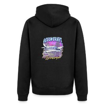 Beech Bonanza Skyline - Unisex Premium Bio Zip Hoodie - Schwarz - Hinten - Nico (187cm)
