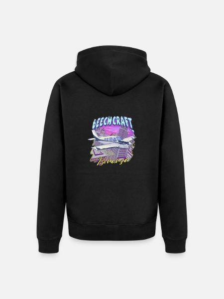 Beech Bonanza Skyline - Unisex Premium Bio Zip Hoodie - Schwarz