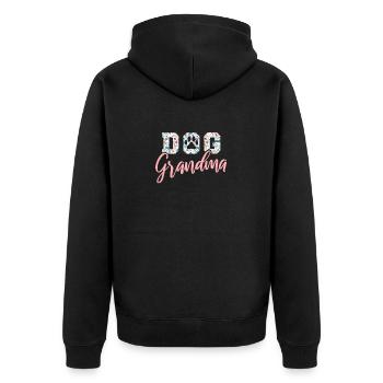Dog Grandma - Unisex Premium Bio Zip Hoodie - Schwarz - Hinten - Nico (187cm)
