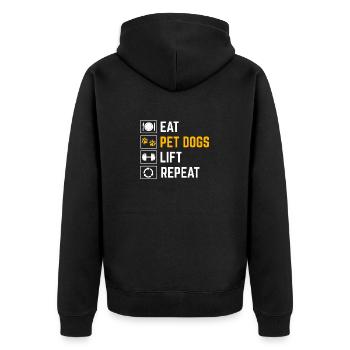 Eat Pet Dogs Lift Repeat Funny Weightlifting Dog L - Unisex Premium Organic Zip Hoodie - black - Back - Nico (187cm)