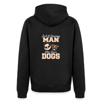 Just A Grumpy Man Who Loves Dogs Dog Dad Father's - Unisex Premium Organic Zip Hoodie - black - Back - Nico (187cm)
