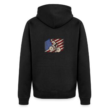 Vintage Cycling Cycle Team Player Sports Fan US - Unisex Premium Bio Zip Hoodie - Schwarz - Hinten - Nico (187cm)