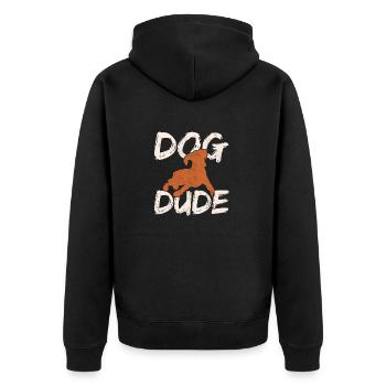 Dog Dude Funny Dog Lover Dog Dad Dog Walker Dog Tr - Unisex Premium Bio Zip Hoodie - Schwarz - Hinten - Nico (187cm)