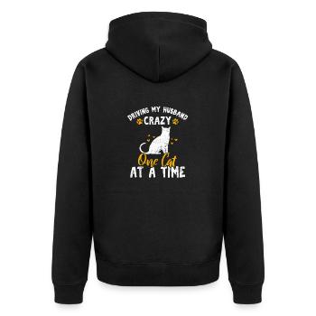 Driving My Husband Crazy One Cat At A Time Cat Mom - Unisex Premium Bio Zip Hoodie - Schwarz - Hinten - Nico (187cm)