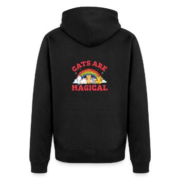 Cats Are Magical Funny Cat Lover Cute Cat Mom Rain - Unisex Premium Bio Zip Hoodie - Schwarz - Hinten - Nico (187cm)