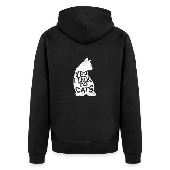 Yep I Talk To Cats Funny Cat Lovers Cute Cat Mom L - Unisex Premium Organic Zip Hoodie - black - Back - Nico (187cm)