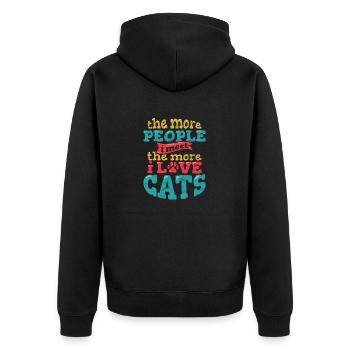 Plus je rencontre de gens, plus j’aime les chats drôles - Veste à capuche bio Premium Unisexe - noir - Dos - Nico (187cm)