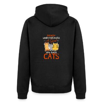 Never Underestimate A Girl Who Loves Cats Cat Mom - Unisex Premium Bio Zip Hoodie - Schwarz - Hinten - Nico (187cm)