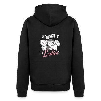 I Love My Ladies Funny Dog Owners Dog Lovers Puppy - Unisex Premium Organic Zip Hoodie - black - Back - Nico (187cm)