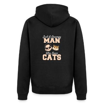 Just A Grumpy Man Who Loves Cats Cat Dad Funny Cat - Unisex Premium Organic Zip Hoodie - black - Back - Nico (187cm)