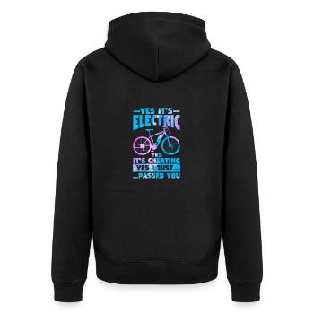 Yes, it's electric Yes, it's scam e-bike - Unisex Premium Organic Zip Hoodie - black - Back - Nico (187cm)