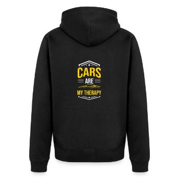 Cars Are My Therapy Car Lovers Auto Mechanic Car - Unisex Premium Organic Zip Hoodie - black - Back - Nico (187cm)