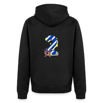 2 Jahre alter Dino American Football 2. B-day Dab - Unisex Premium Bio Zip Hoodie - Schwarz - Hinten - Nico (187cm)