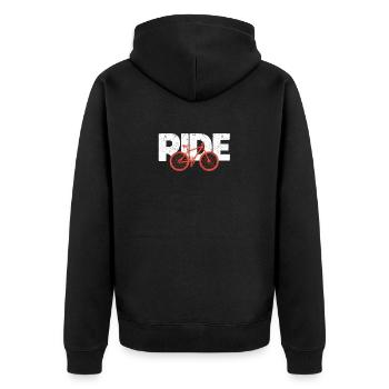 Ride Vintage MTB Rider Mountain Bike Cycling Bike - Unisex Premium Organic Zip Hoodie - black - Back - Nico (187cm)
