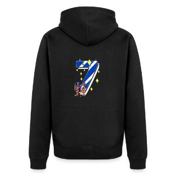 7 Jahre alt Dino American Football 7. B-Day Dab - Unisex Premium Bio Zip Hoodie - Schwarz - Hinten - Nico (187cm)